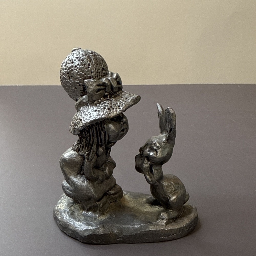 Michael Ricker Pewter Holly Hobbie Girls Rabbit  Miniature Figurine